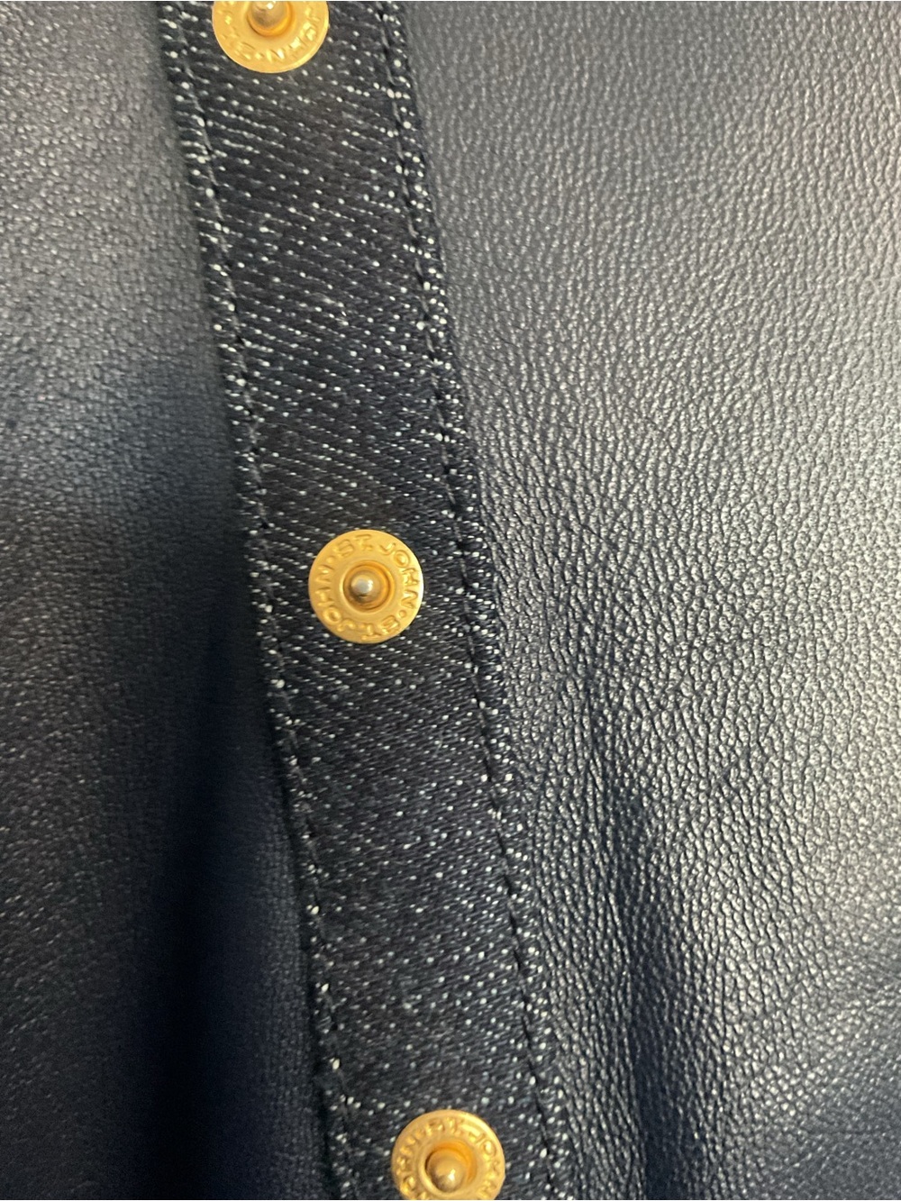 Women's Navy Leather Stud-Trim Zip Jacket - Picture 7 of 10